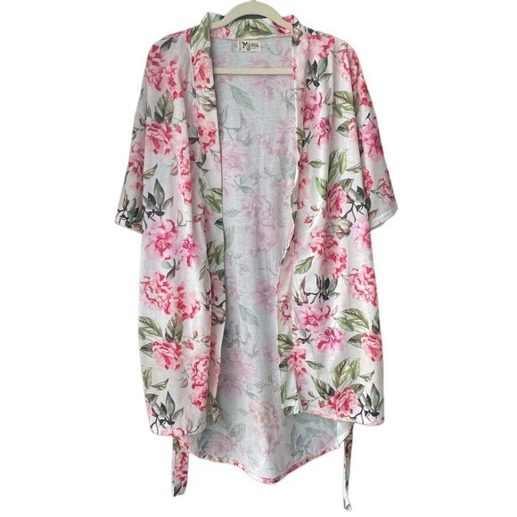 Show Me Your Mumu Brie Floral Pink White Robe - Picture 1 of 5